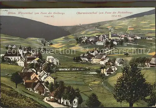 Oberwiesenthal Erzgebirge mit Boehmisch Wiesenthal Keilberg und Fichtelberg Kat. Oberwiesenthal