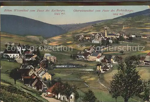 Oberwiesenthal Erzgebirge mit Boehmisch Wiesenthal und Fichtelberg Kat. Oberwiesenthal