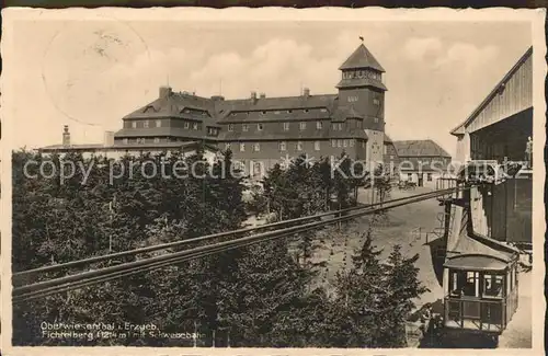 Oberwiesenthal Erzgebirge Fichtelberghaus mit Schwebebahn Kat. Oberwiesenthal