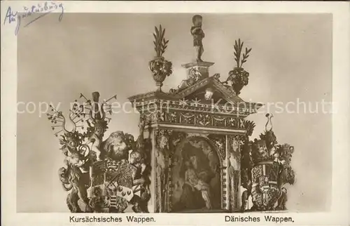 Augustusburg Kursaechsische und Daenisches Wappen Schlossgastwirtschaft Kat. Augustusburg