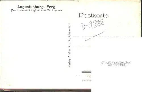 Augustusburg mit Schloss Kuenstlerkarte von W. Klemm Kat. Augustusburg