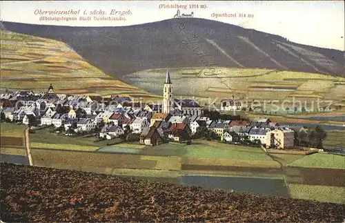 Oberwiesenthal Erzgebirge Panorama mit Fichtelberg und Sporthotel Kat. Oberwiesenthal