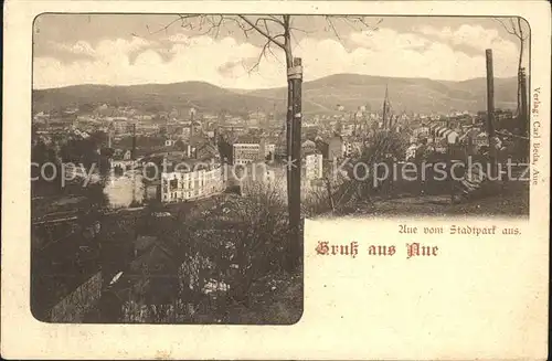 Aue Erzgebirge Blick vom Stadtpark Kat. Aue