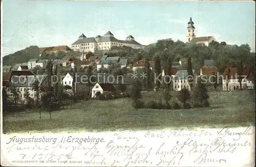 Augustusburg Teilansicht mit Schloss Augustusburg Kat. Augustusburg
