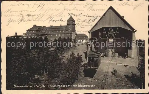 Oberwiesenthal Erzgebirge Fichtelberghaus mit Schwebebahn Bergstation Kat. Oberwiesenthal