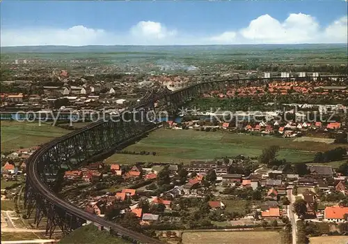 Rendsburg Fliegeraufnahme Hochbruecke ueber Nord Ostsee Kanal Kat. Rendsburg