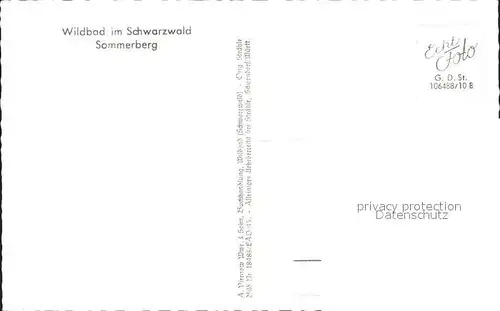 Wildbad Schwarzwald Fliegeraufnahme Sommerberg Kat. Bad Wildbad