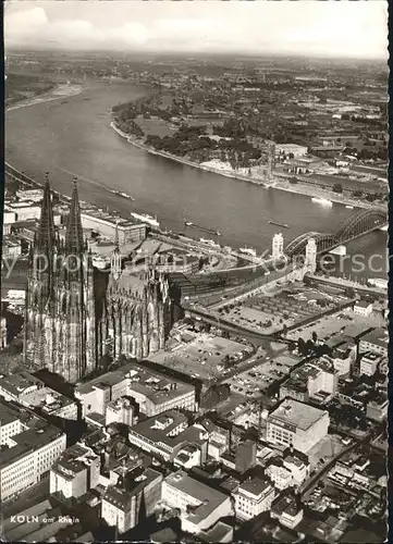 Koeln Rhein Fliegeraufnahme Rheinpartie mit Dom Kat. Koeln