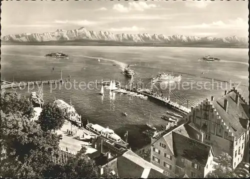 Meersburg Bodensee Partie am See mit Alpen Kat. Meersburg