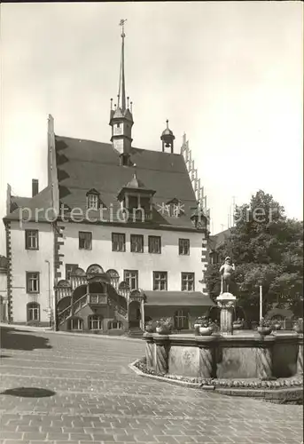 Poessneck Rathaus und Brunnen Kat. Poessneck