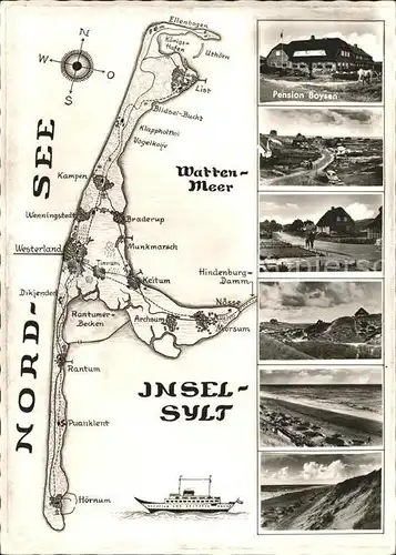 Insel Sylt mit Landkarte Kat. Westerland