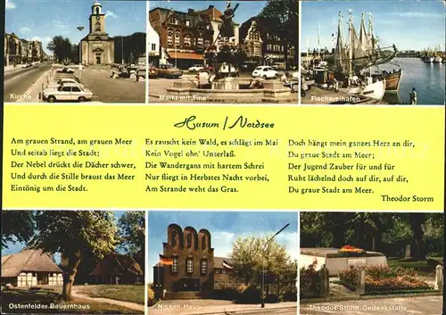 Husum Nordfriesland Markt mit Tine Fischerhafen Bauernhaus Nissen Haus Theodor Storm Gedenkstaette