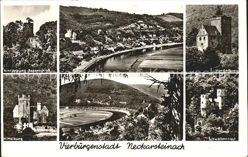 Neckarsteinach Vorderburg Schwalbennest Mittelburg Robenschloss  Kat. Neckarsteinach