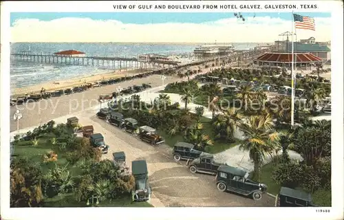 Galveston Texas View of Gulf and Boulevard from Hotel Galvez Kat. Galveston