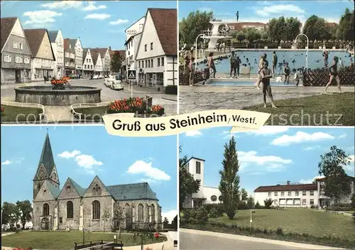 Steinheim Westfalen Dorfpartie Brunnen Schwimmbad Kirche Kat. Steinheim