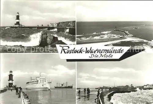 Warnemuende Ostseebad Leuchtturm Passagierschiff Brandung Kat. Rostock