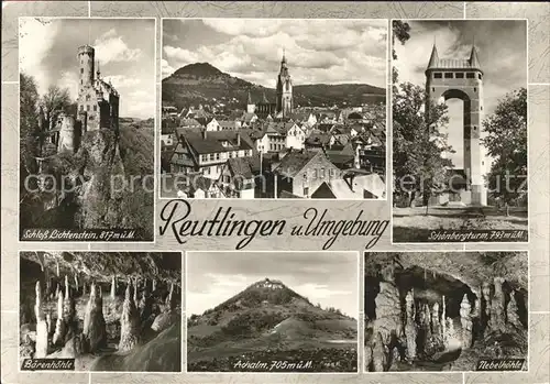 Reutlingen und Umgebung Schloss Lichtenstein Schoenbergturm Nebelhoehle Achalm Baerenhoehle Bromsilber Kat. Reutlingen