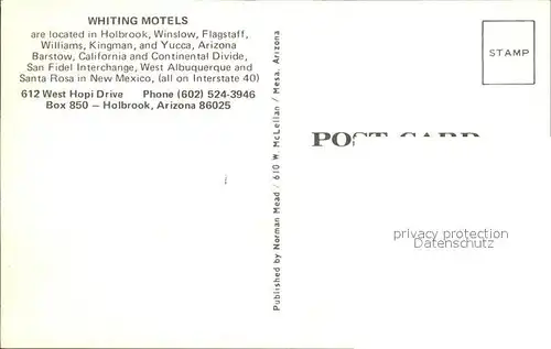 Holbrook Arizona Whiting Motels Kat. Holbrook