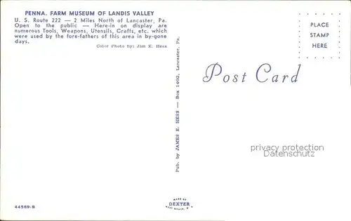 Lancaster Pennsylvania Pennsylvania Farm Museum of Landis Valley Kat. Lancaster
