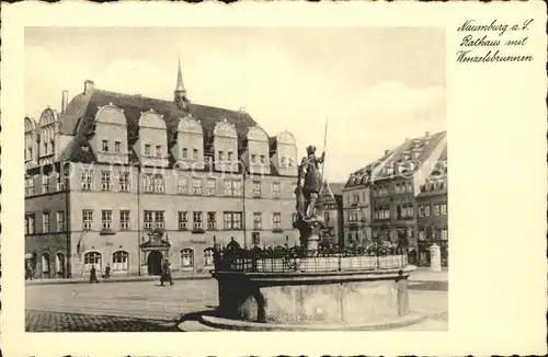 Naumburg Saale Rathaus mit Wenzelsbrunnen Kat. Naumburg