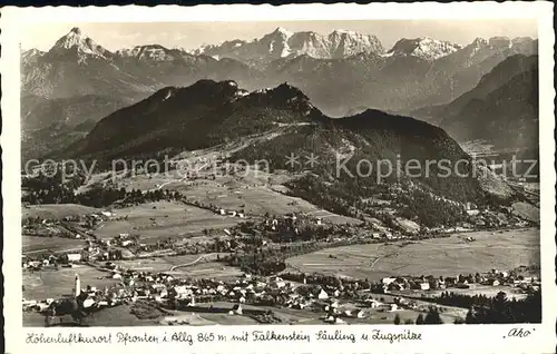 Pfronten mit Falkenstein Saeuling und Zugspitze Kat. Pfronten