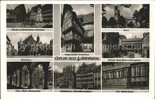 Hildesheim Markt Knochenhauer Amtshaus Umgestuelpter Zuckerhut Dom Rathaus Kreuzgang Wedekind und Tempelherrenhaus Kaiserhaus Kat. Hildesheim