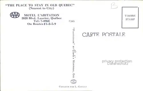 Quebec Motel l Abitation Kat. Quebec