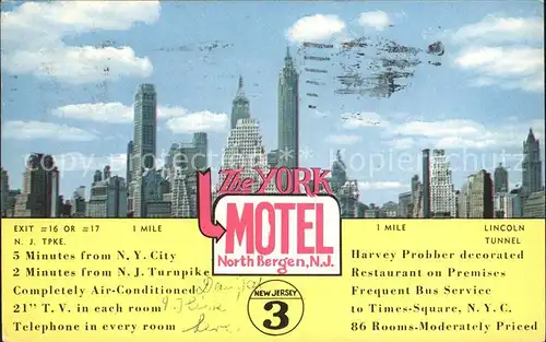 New York City The York Motel Nort Bergen / New York /