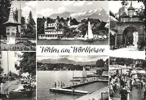 Velden Woerther See Teilansichten Alpenblick Badesteg Torbogen Festumzug Kat. Velden am Woerther See