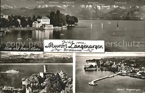 Langenargen Bodensee Alpenblick Kurhaus Schloss Montfort Fliegeraufnahme Kat. Langenargen