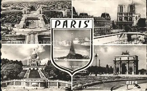 Paris Palais de Chaillot Notre Dame Tour Eiffel Sacre Coeur Carrousel Kat. Paris