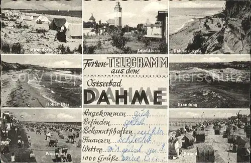 Dahme Ostseebad Strandcamping Leuchtturm Dahmeshoeved Hohes Ufer Brandung Promenade Strandpartie Kat. Dahme