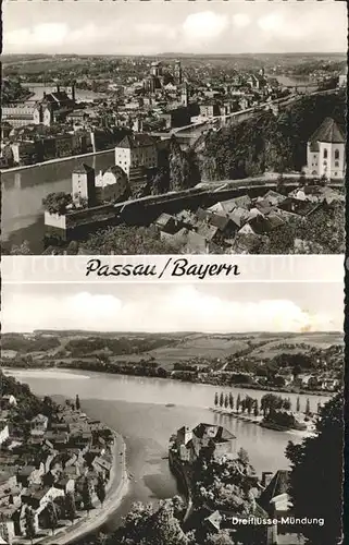 Passau Panorama Dreifluesse Muendung Kat. Passau