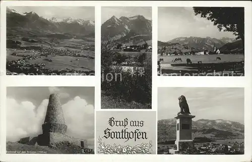 Sonthofen Oberallgaeu Total Panorama Denkmal auf dem Gruenten Kriegerdenkmal Kat. Sonthofen