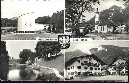 Erl Tirol Passionsspieldorf Kirche Fluss Gasthof Kat. Erl