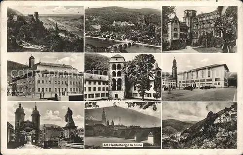 Heidelberg Neckar Schloss Rathaus Kirche Stadttor Bruecke Panorama Kat. Heidelberg