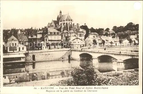 Mayenne Vue du Pont Neuf et Eglise Notre Dame Kat. Mayenne