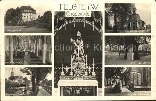 Telgte Warendorf Marienheim Pfarrkirche Emspromenade Gnadenbild Gnadenkapelle Marienlinde Altar im Freien Kat. Telgte