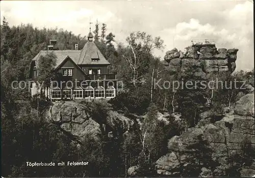 Zittau Toepferbaude mit Felsentor im Zittauer Gebirge Kat. Zittau