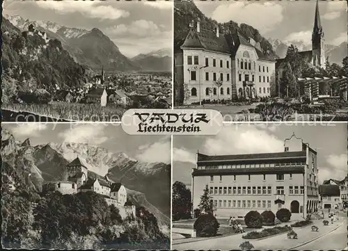 Vaduz Gesamt Schloss Vaduz Regierungsgebaeude Pfarrkirche Rathaus Kat. Vaduz