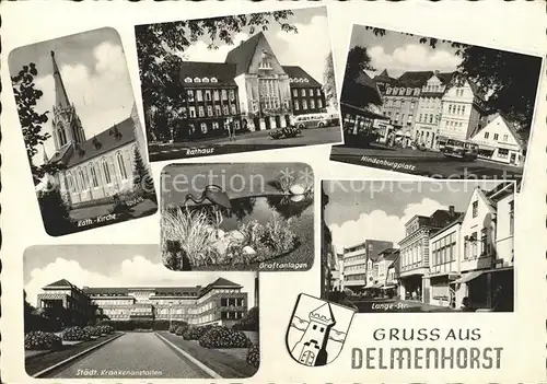 Delmenhorst Kath Kirche Rathaus Hindenburgplatz Graftanlagen Staedt Krankenanstalten Lange Str Kat. Delmenhorst