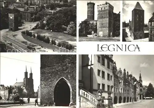 Legnica Fragment miasta Koscial parafialny Brama Clogoska i frament zamku Baszta Choinowska Kat. Liegnitz Niederschlesien