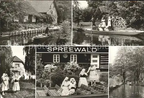 Luebbenau Spreewald Bootspartien Trachtenfrauen Cafe Venedig Kat. Luebbenau