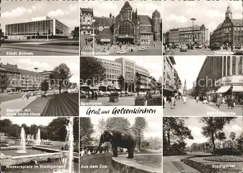 Gelsenkirchen Staedt Buehnen Hauptbahnhof Hauptpost Hans Sachs Haus Sparkasse Bahnhofstr Wasserspiele Stadtgarten Zoopartie  Kat. Gelsenkirchen