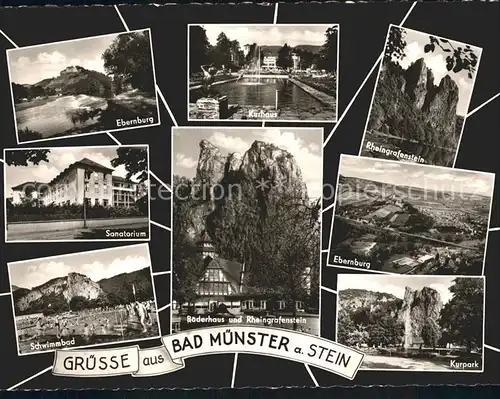 Bad Muenster Stein Ebernburg Kurhaus Rheingrafenstein Sanatorium Schwimmbad Baederhaus Kurpark Kat. Bad Muenster am Stein Ebernburg