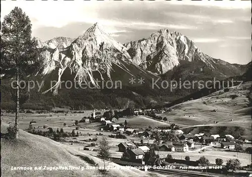 Lermoos Tirol mit Zugspitze Sennenspitze und Wampeter Schrofen Kat. Lermoos