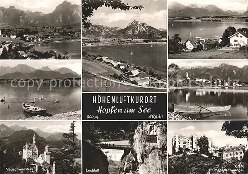 Hopfen See Teilansichten Bootspartie Neuschwanstein Lechfall Hohenschwangau Kat. Fuessen