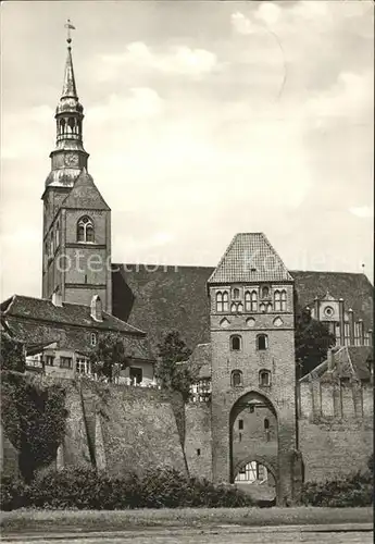 Tangermuende Rosspforte mit St Stephanskirche Kat. Tangermuende