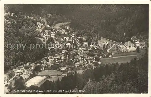 Schwarzburg Thueringer Wald Blick von Annal Luisen Hoehe Kat. Schwarzburg