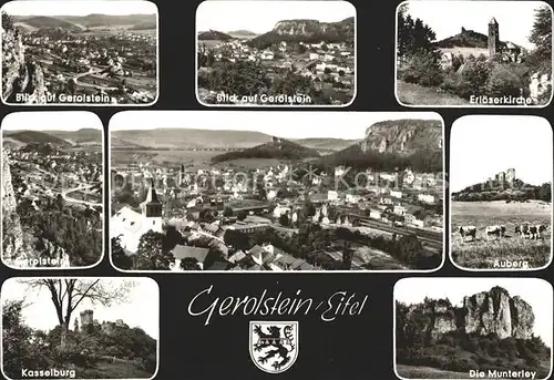 Gerolstein Erloeskirche Auberg Munterley Kasselburg  Kat. Gerolstein